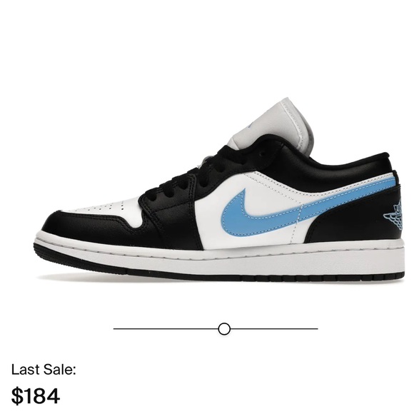 Women’s Jordan 1 Low Black University Blue- White Size 7.5; worn once for photos - Picture 8 of 9